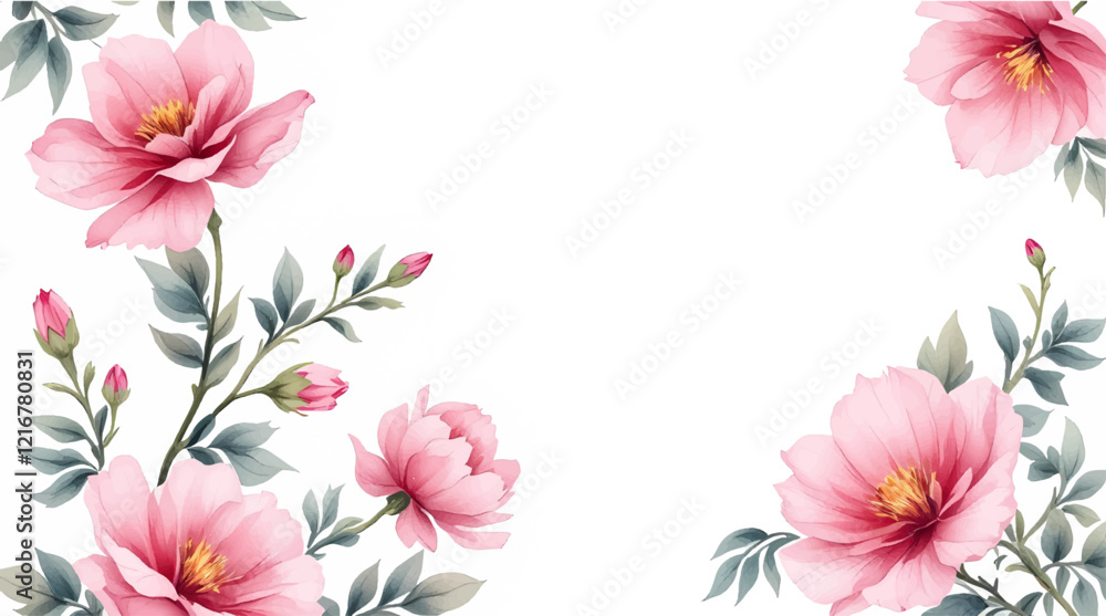 Modern background with pink watercolor flowers
Modern background with pink watercolor flowers