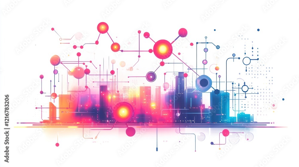 Obraz premium Smart city network digital technology concept.