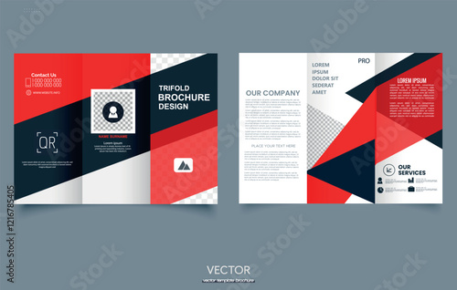 Modern Red and Black Tri-Fold Brochure Design Template