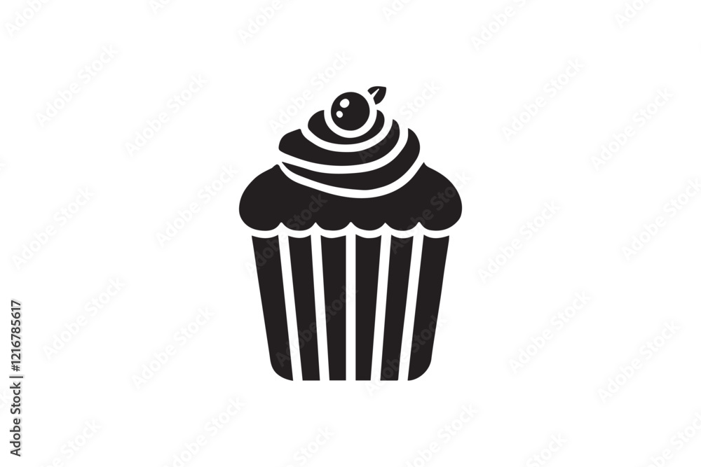 simple and unobtrusive cup cake vector silhouette illustration isolated in white background simple and unobtrusive cup cake vector silhouette illustration isolated in white background