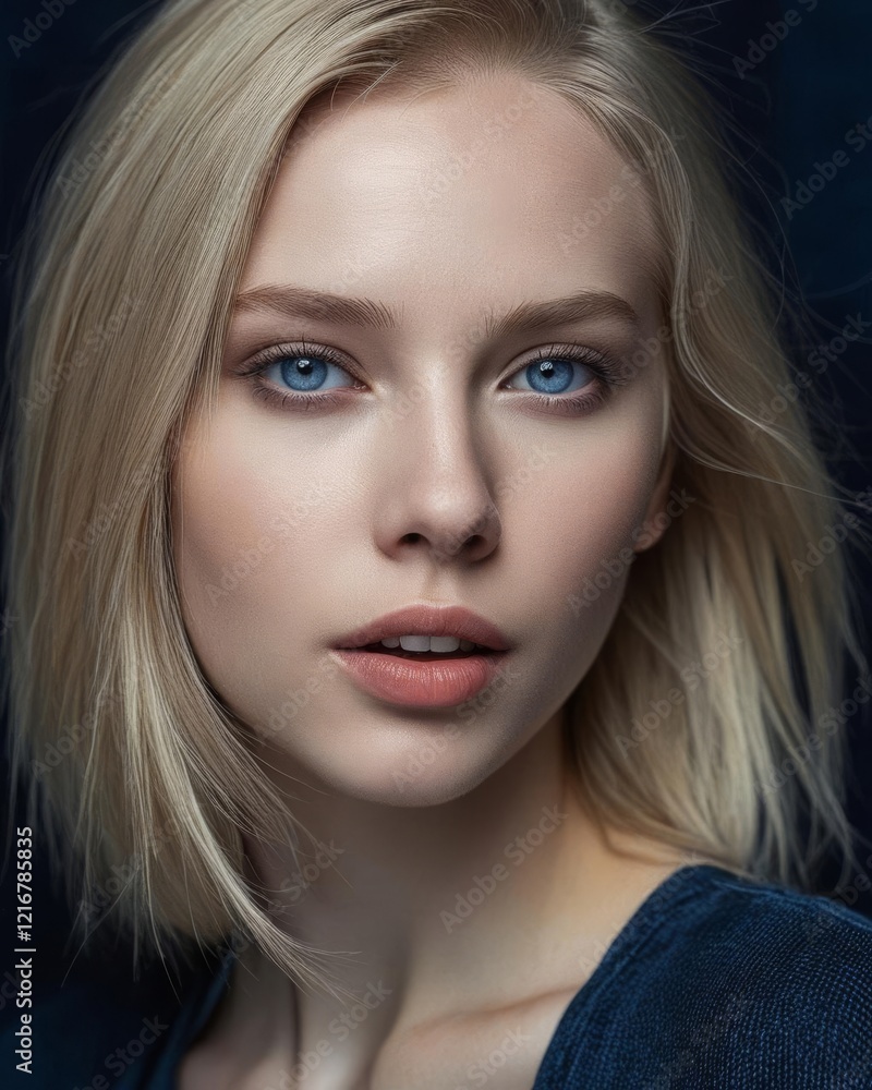 Naklejka premium Natural Elegance with Blonde Highlights