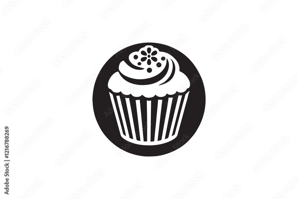 simple and unobtrusive cup cake vector silhouette illustration isolated in white background simple and unobtrusive cup cake vector silhouette illustration isolated in white background