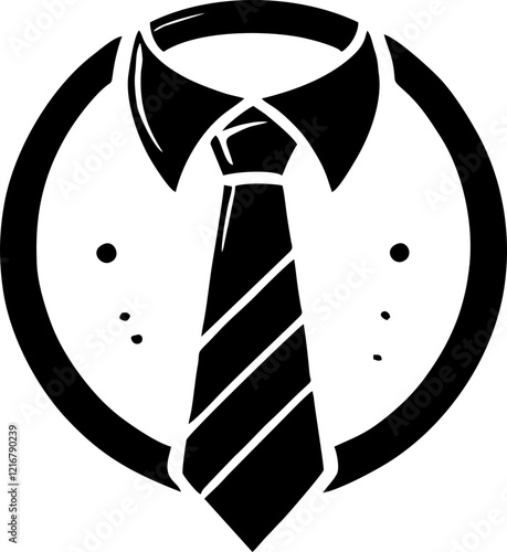 Black Solid Tie Silhouette Monogram Logo Design for Corporate Branding and Formal Identity