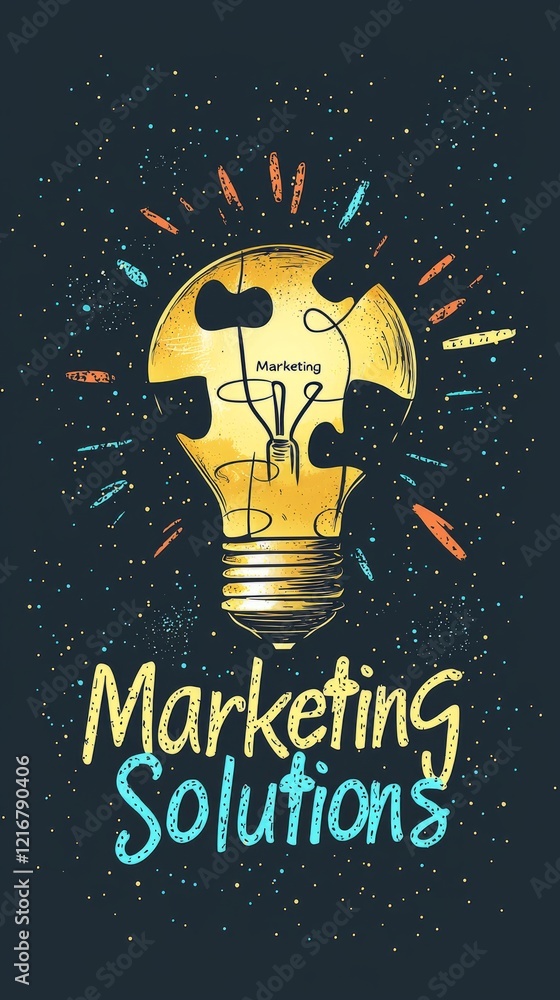 Creative marketing solutions represented by a light bulb and puzzle piece fitting together Creative marketing solutions represented by a light bulb and puzzle piece fitting together