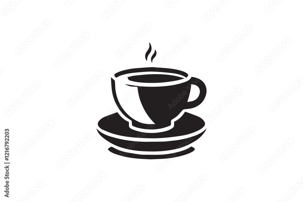 simple and unobtrusive tea cup vector silhouette illustration isolated in white background simple and unobtrusive tea cup vector silhouette illustration isolated in white background