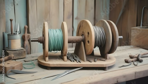 A photo of a wire spool hold