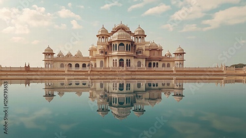 Beautiful palace in India with a water reflection photo