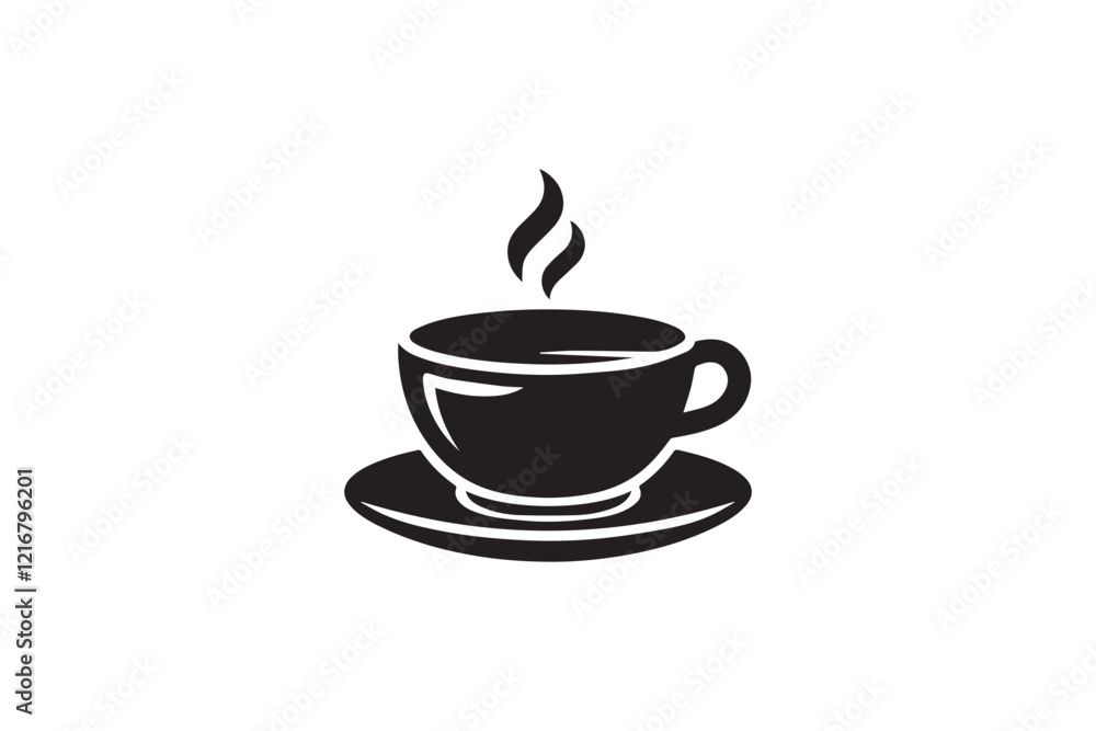 simple and unobtrusive tea cup vector silhouette illustration isolated in white background simple and unobtrusive tea cup vector silhouette illustration isolated in white background