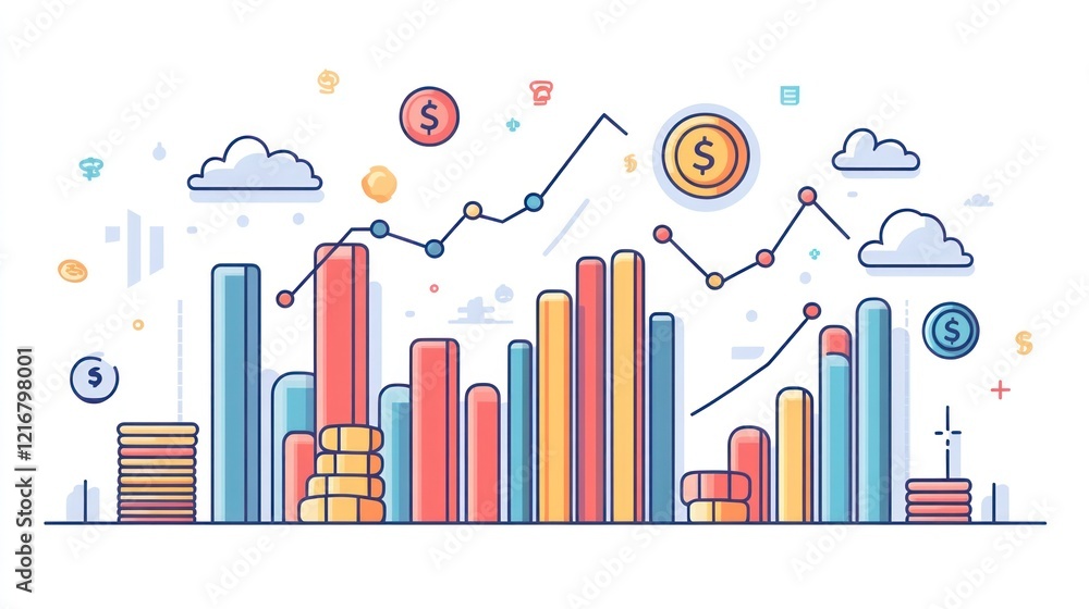 Fototapeta premium Financial growth chart with rising profits and increasing revenue.