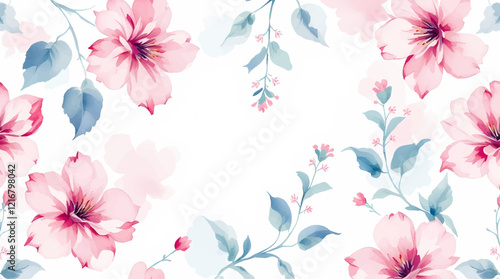 seamless pattern - repeatable texture of abstract pink flowers on white background