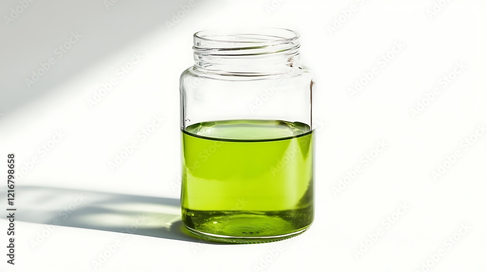 Industrial energy jar with green liquid on white background science concept clean environment industrial industry Industrial energy jar with green liquid on white background science concept clean environment industrial industry