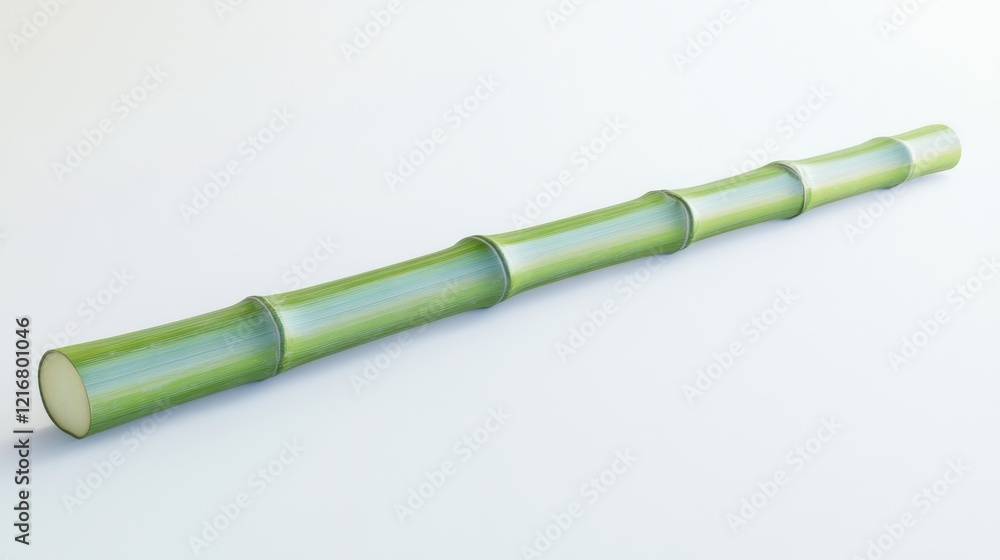 Fototapeta premium Single green bamboo stalk on white background.