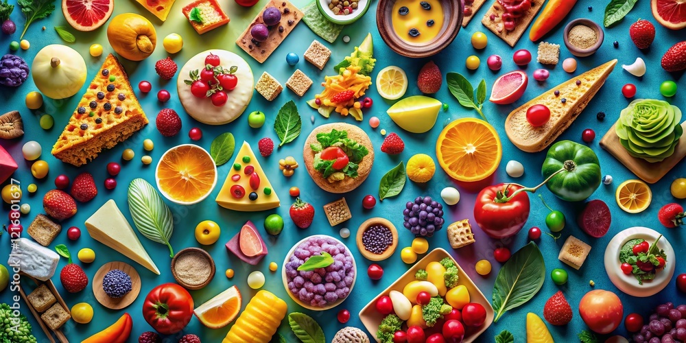 Fototapeta premium Aerial Drone Shot Abstract Food Art Culinary Composition