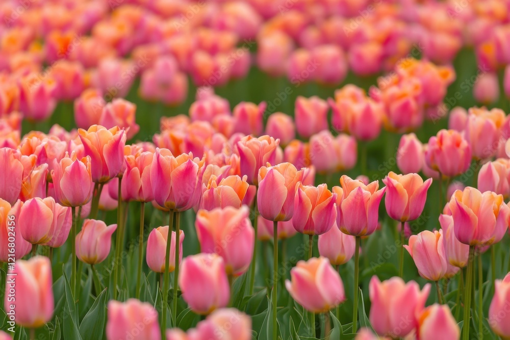 Vibrant spring tulip fields bathed in warm golden hour hues create a breathtaking landscape of pastel beauty Vibrant spring tulip fields bathed in warm golden hour hues create a breathtaking landscape of pastel beauty