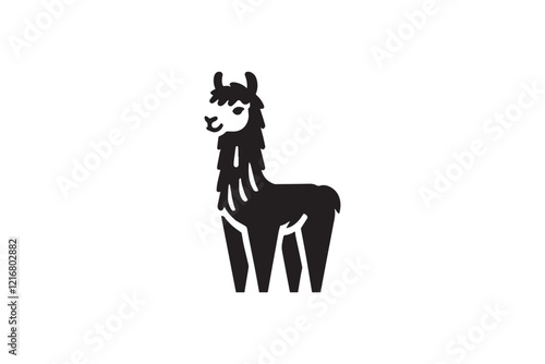 simple and unobtrusive lama vector silhouette illustration isolated in white background