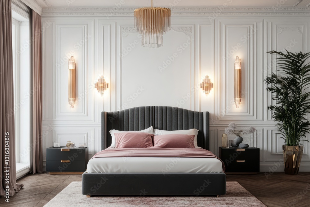 Fototapeta premium Elegant Master Bedroom Interior Design With Modern Decor