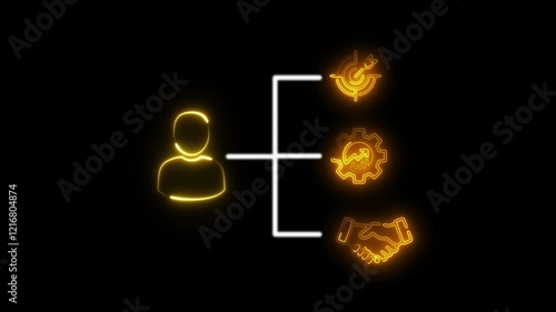 Wallpaper Mural Glowing neon Business managements icon , Business, Financial, and benefits icon animation . Torontodigital.ca