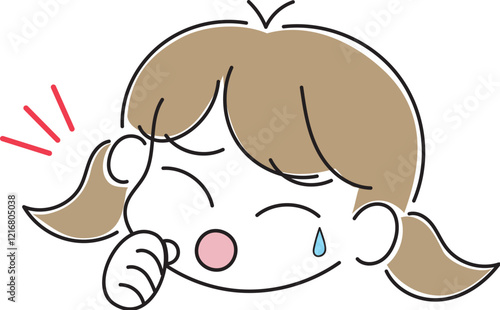 辛そうに咳をする女の子のイラスト