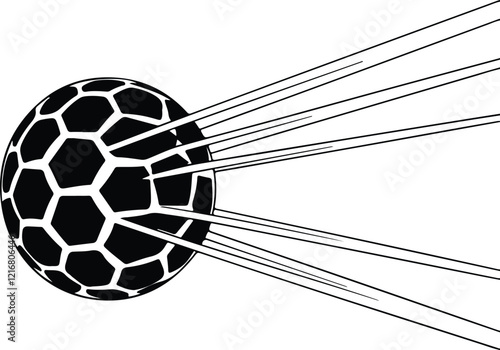 An illustration of a black and white rubber ball being stretched. The ball is made of elastic material and is being pulled in multiple directions, showcasing its elasticity. The background is white.
