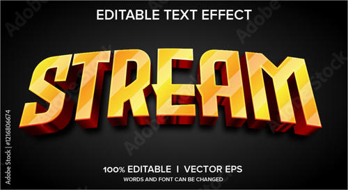 streame 3d vector text effect with modern style design