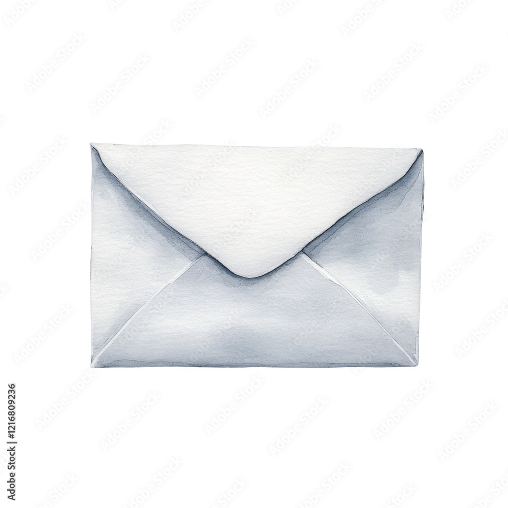 A watercolor painting depicts a closed white envelope on a black background, suggesting themes of communication or correspondence. A watercolor painting depicts a closed white envelope on a black background, suggesting themes of communication or correspondence.