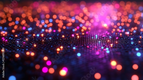 Wallpaper Mural futuristic abstract background of glowing geometric grids in bold hues of purple, gold, and turquoise. Torontodigital.ca