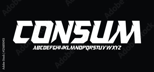 Consum, Modern Bold Font. Typography urban style alphabet fonts for fashion, sport, technology, digital, movie, logo design, vector illustration, uppercase and lowercase.
