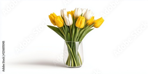 Wallpaper Mural Vibrant bouquet of pink and yellow tulips arranged in a clear glass vase for spring decoration Torontodigital.ca