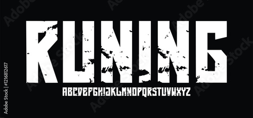 Rough Textured Heavy Font. Rolled Ink and Letterpress Texture Typeface
