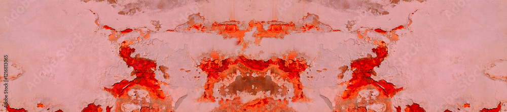 Banner Texture of old dirty concrete painted red wall as background.