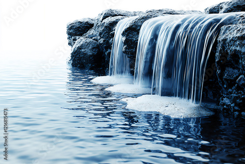  waterfall border, isolated on white background