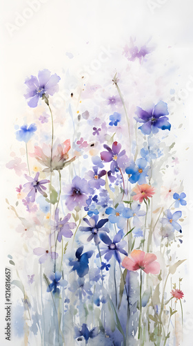 Wallpaper Mural Digital vintage roadside flowers pattern abstract graphic poster background Torontodigital.ca
