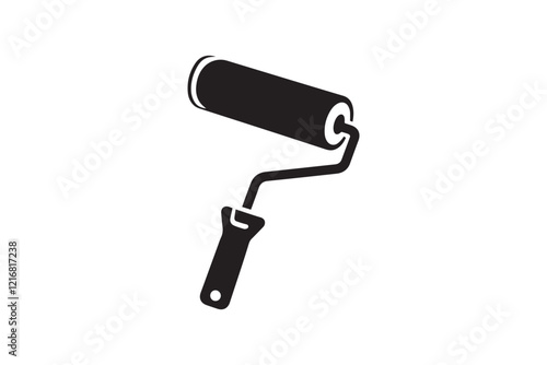 simple and unobtrusive paint roller brush  vector silhouette illustration isolated in white background