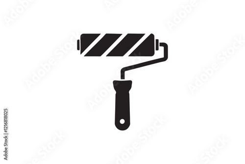 simple and unobtrusive paint roller brush  vector silhouette illustration isolated in white background