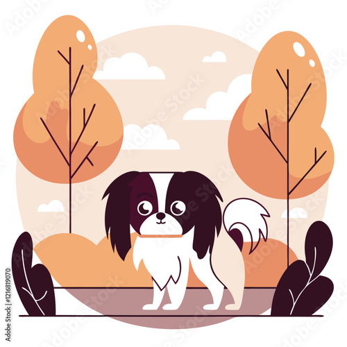 japanese chin wondering in the road