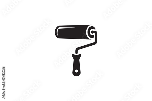 simple and unobtrusive paint roller brush  vector silhouette illustration isolated in white background
