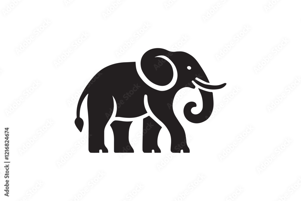 baby elephant silhouette vector illustration in black and white, set against a white background baby elephant silhouette vector illustration in black and white, set against a white background