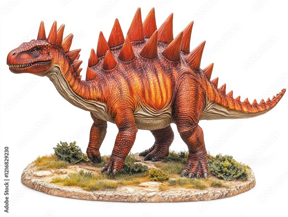 Spiked Dinosaur Model, Prehistoric Creature, White Background, Educational Toy Spiked Dinosaur Model, Prehistoric Creature, White Background, Educational Toy