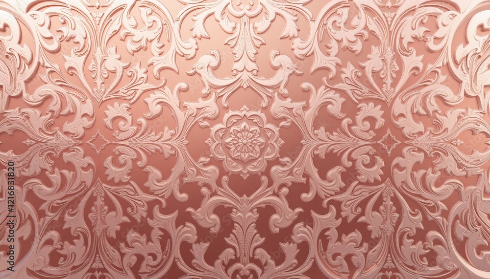 Ornate pink floral pattern on a textured background. Ornate pink floral pattern on a textured background.