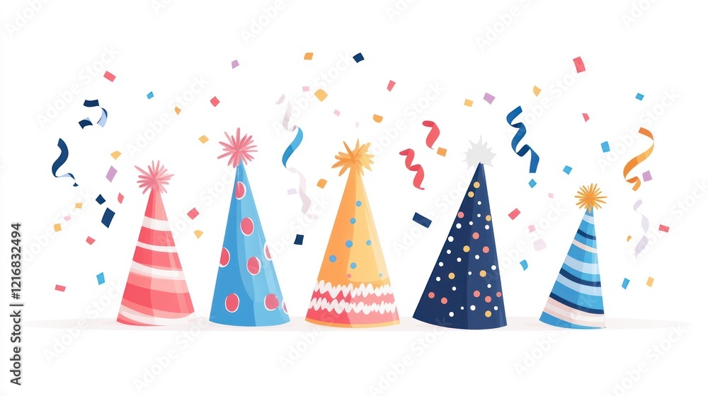 Colorful party hats with confetti. (1) Colorful party hats with confetti. (1)