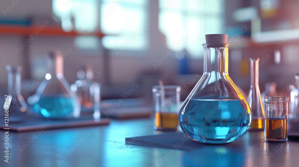 Modern laboratory workspace interior with advanced equipment and blurred background, featuring sleek design elements for scientific research and innovation in a high-tech environment Modern laboratory workspace interior with advanced equipment and blurred background, featuring sleek design elements for scientific research and innovation in a high-tech environment