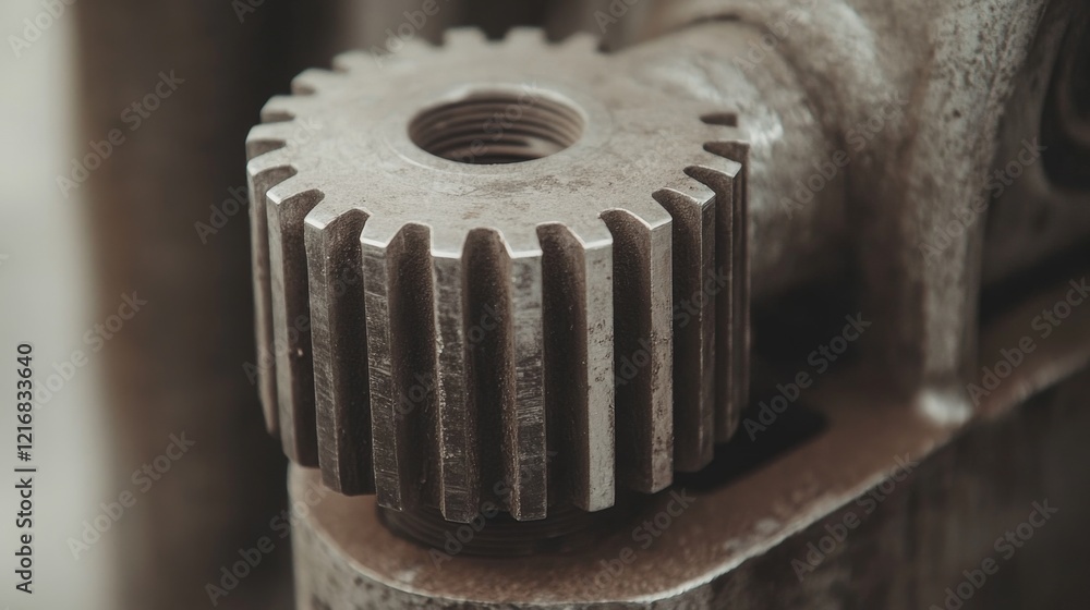 Close-up of a metallic gear mechanism showcasing intricate details and textures Close-up of a metallic gear mechanism showcasing intricate details and textures