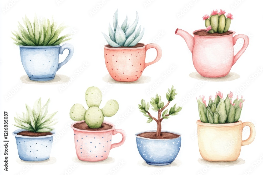 A vibrant collection of potted succulents in various colorful cups, showcasing unique plants that add beauty and life to any space. A vibrant collection of potted succulents in various colorful cups, showcasing unique plants that add beauty and life to any space.