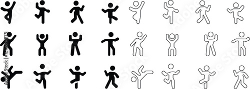 Dancing people icon set.Trendly dance,tango,break dance happy dancing people icon. Disco dance lifestyle vector pictograms.Active lifestyle people and vitality vector icon.Modern dance class vector.