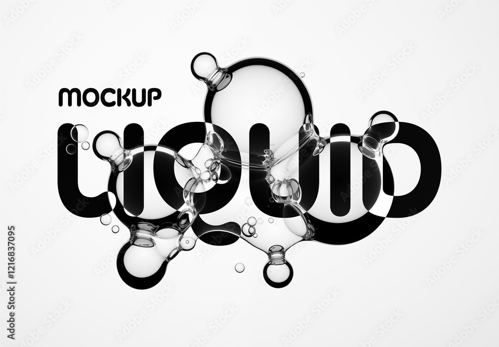 Liquid Bubbles Shapes Effect Mockup Stock Template | Adobe Stock