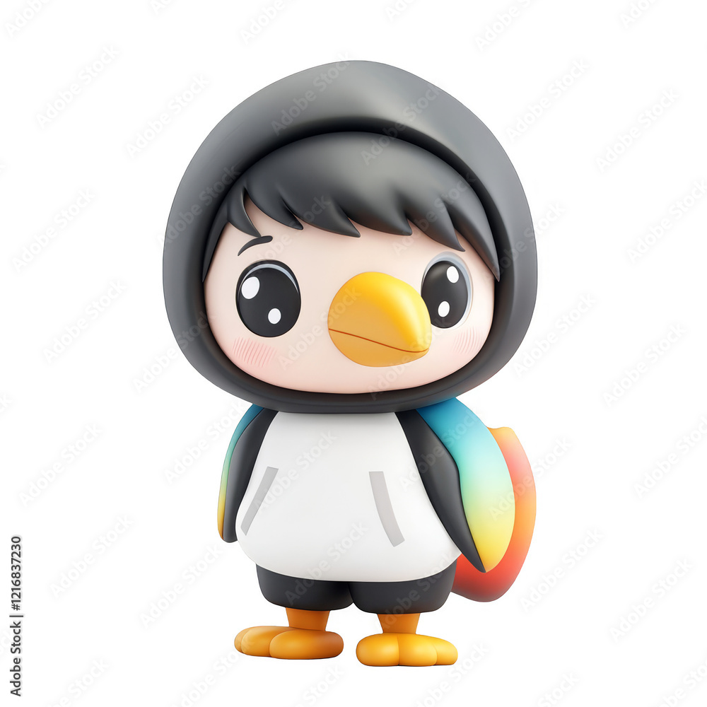 Obraz premium Playful cartoon bird character studio digital art creative environment close-up whimsical concept