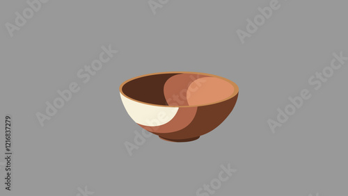  Empty clay bowl vector.