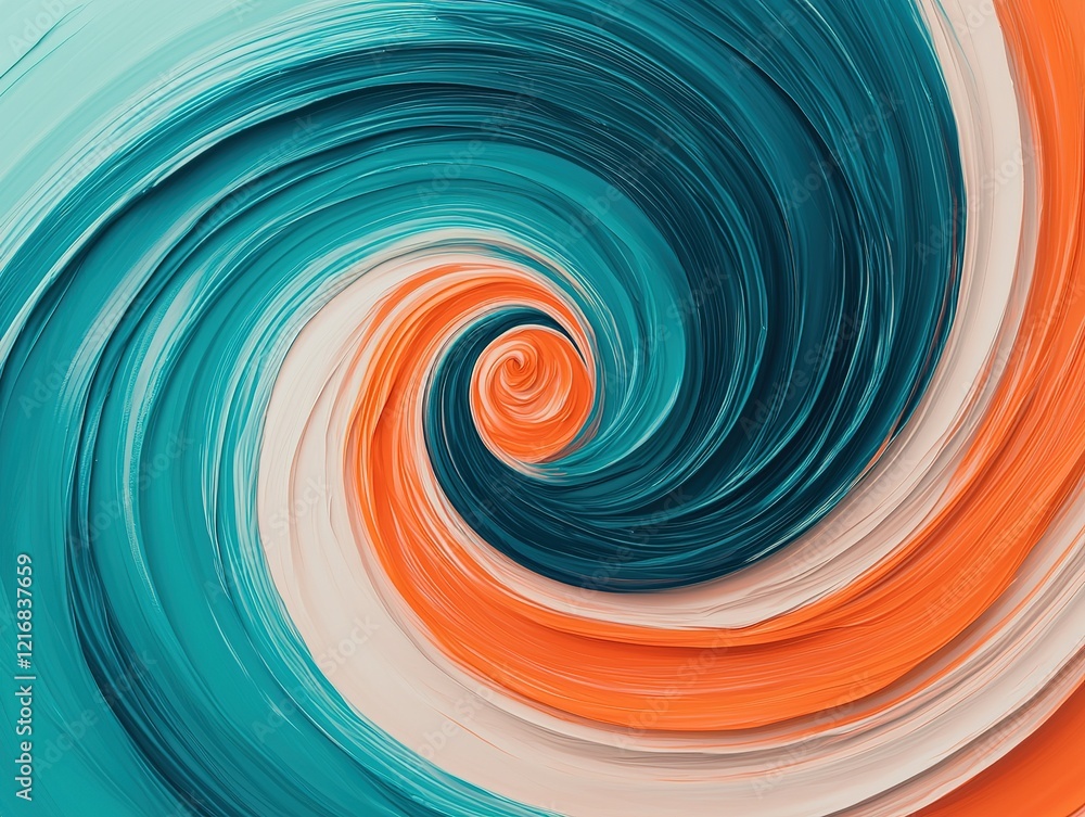 A vibrant swirl of turquoise, orange, and cream colors creates a dynamic, abstract pattern that evokes movement and fluidity. A vibrant swirl of turquoise, orange, and cream colors creates a dynamic, abstract pattern that evokes movement and fluidity.
