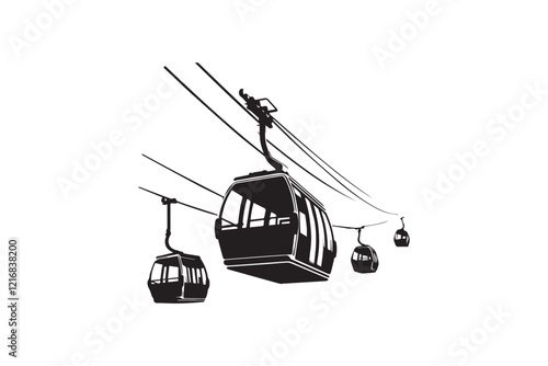 simple and unobtrusive Cable car vector silhouette illustration isolated in white background