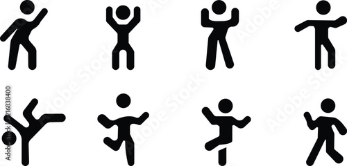 Dancing people icon set.Trendly dance,tango,break dance happy dancing people icon. Disco dance lifestyle vector pictograms.Active lifestyle people and vitality vector icon.Modern dance class vector.